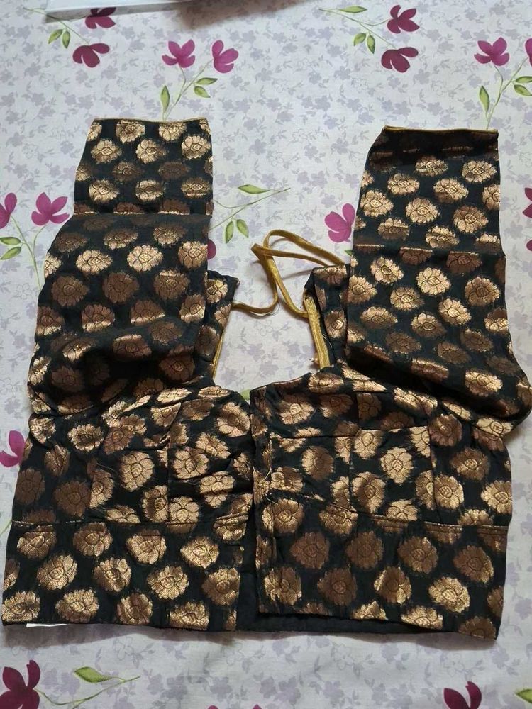 Black &amp; Gold Brocade Blouse