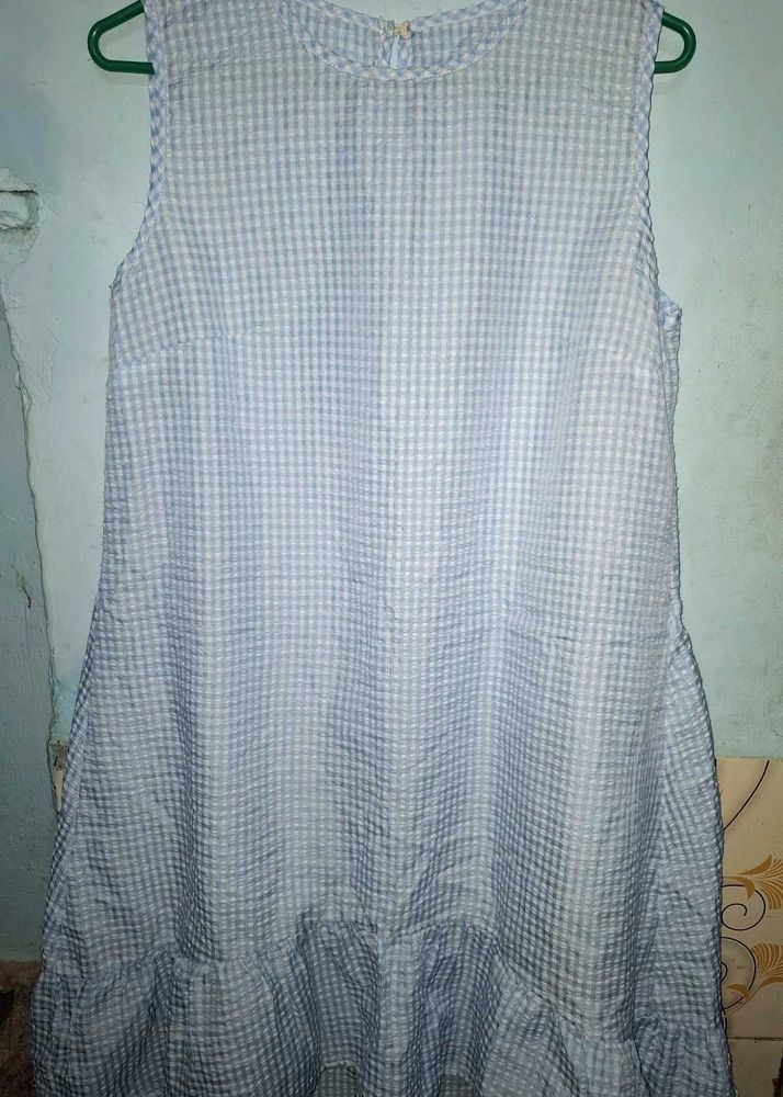 Blue Gingham Ruffle Dress