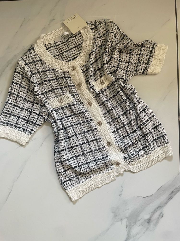 Korean Pattern Button Front Cardigan