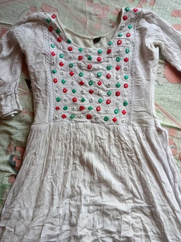 White Embroidered Tunic Dress