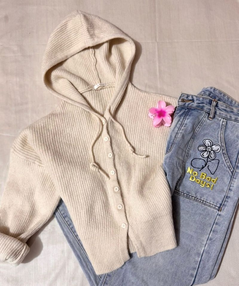 Hooded Knit Cardigan