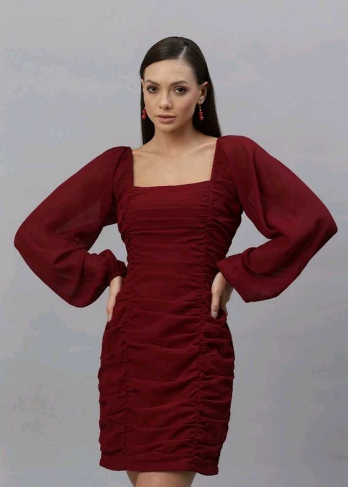 Burgundy Bodycon Mini Dress