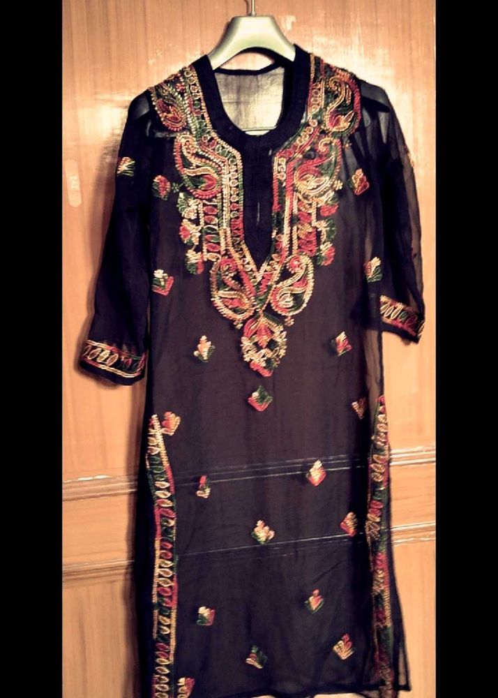 Embroidered Chiffon Kurti