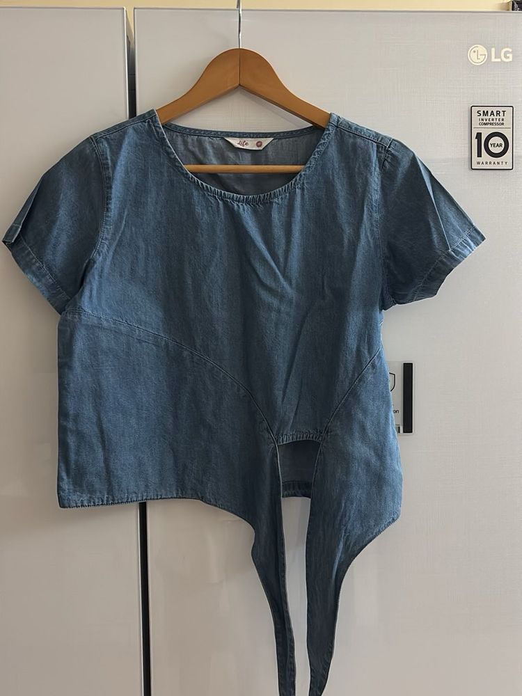 Denim Tie-Back Top