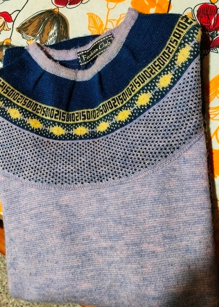 Woman Sweater In Pink-blue Combination