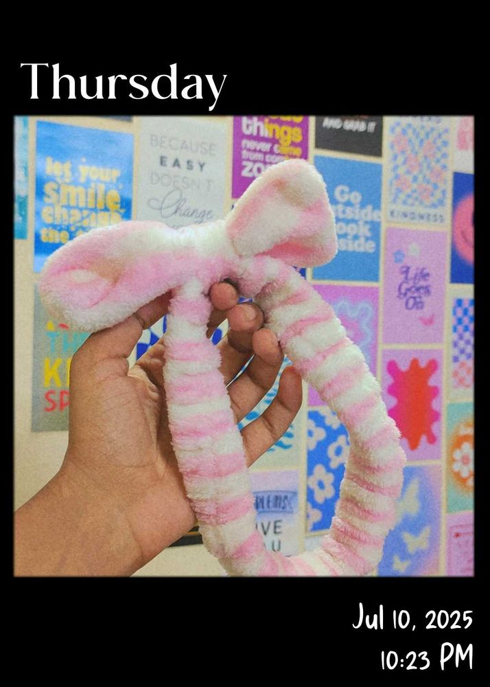 Cute Pink Striped Bow Headband