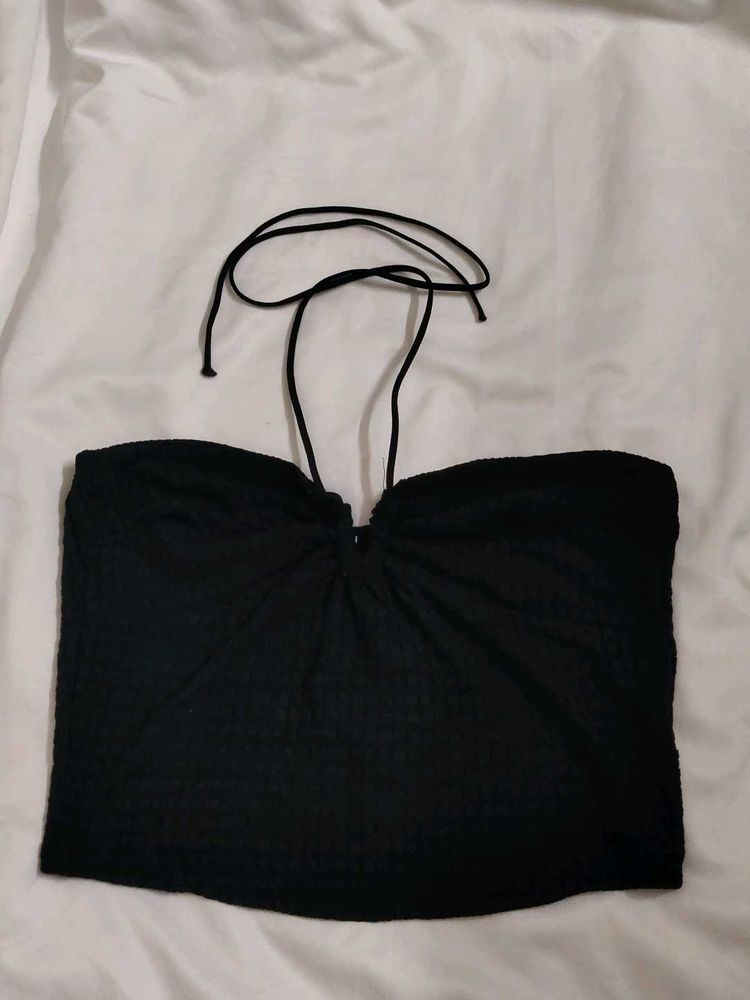 Black Tie Halter Top