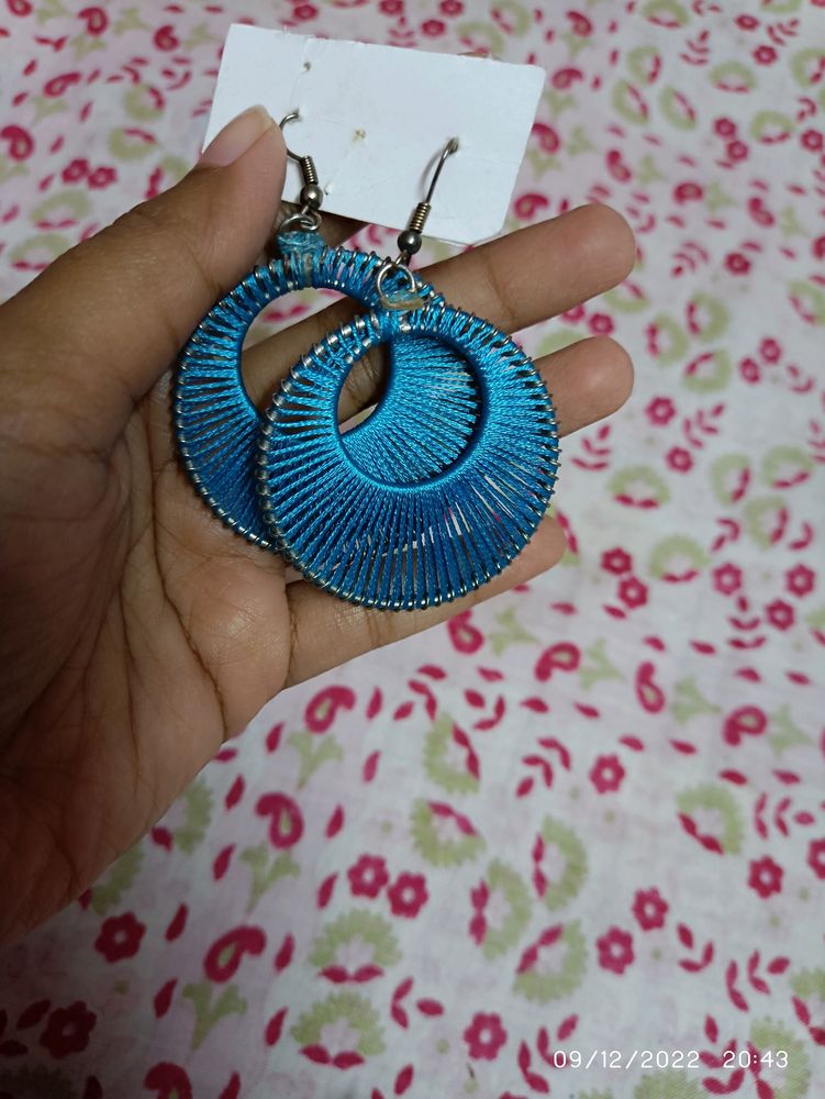 Blue Thread Earrings