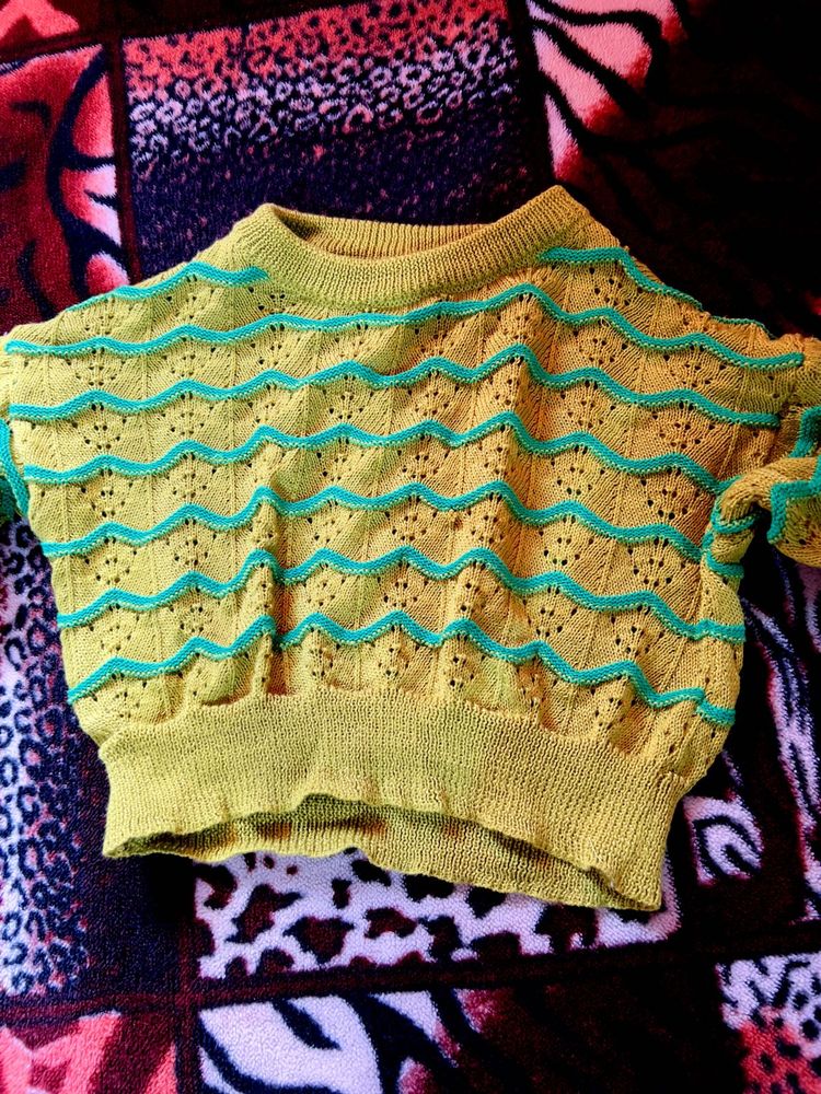 Striped crop Knit top