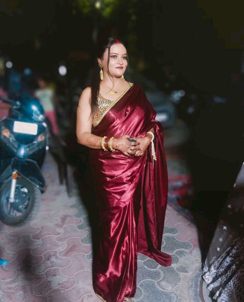 fully stitched ready to wear satin saree