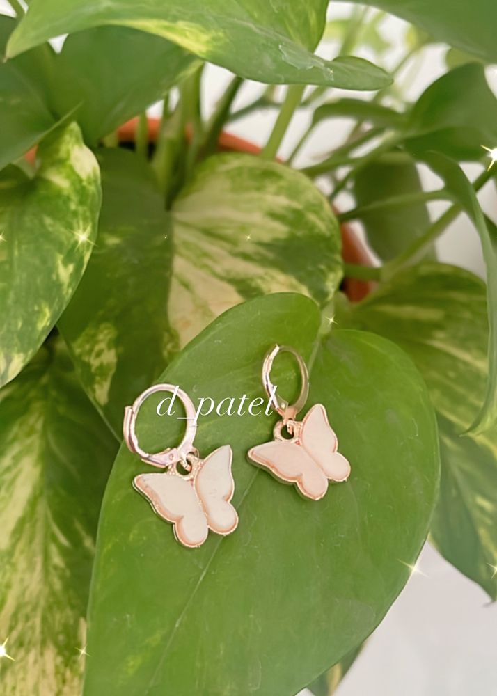 White Butterfly Earrings.