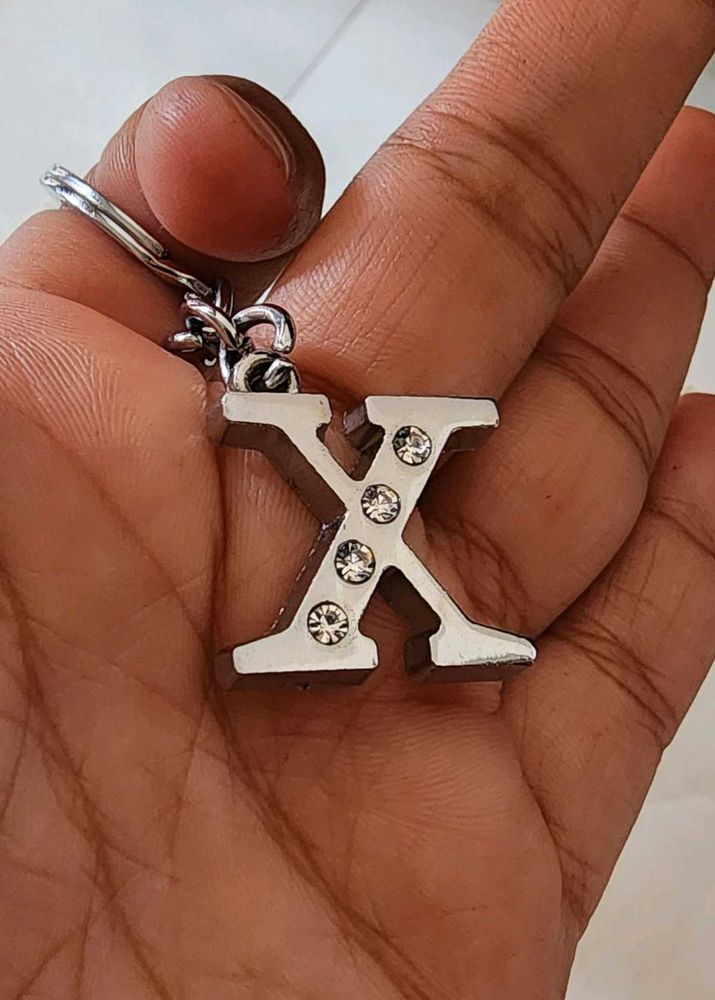 X Latter Keychain Stainless Still