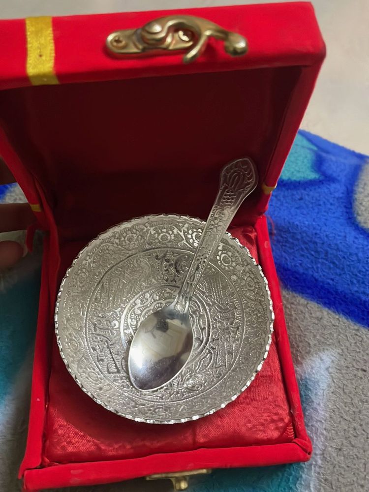 Silver Bowl with Spoon