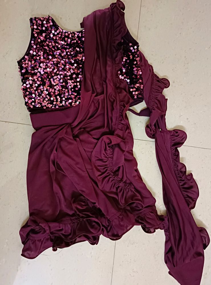 Maroon Color Half Saree