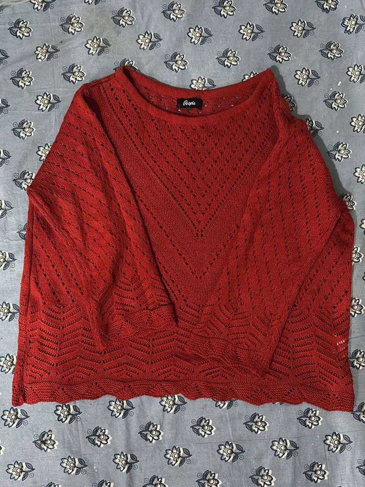 Red knit sweater