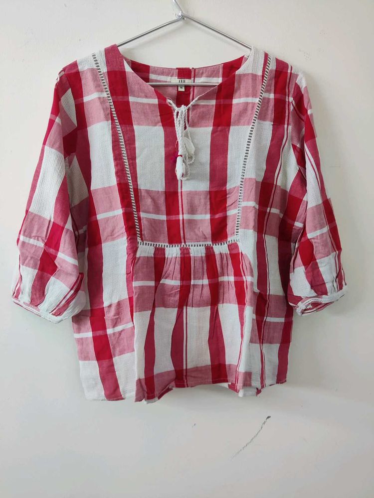 Red &amp; White Plaid Top