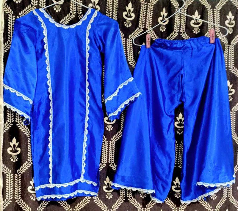 Royal Blue Embroidered Sarara Kameez Set