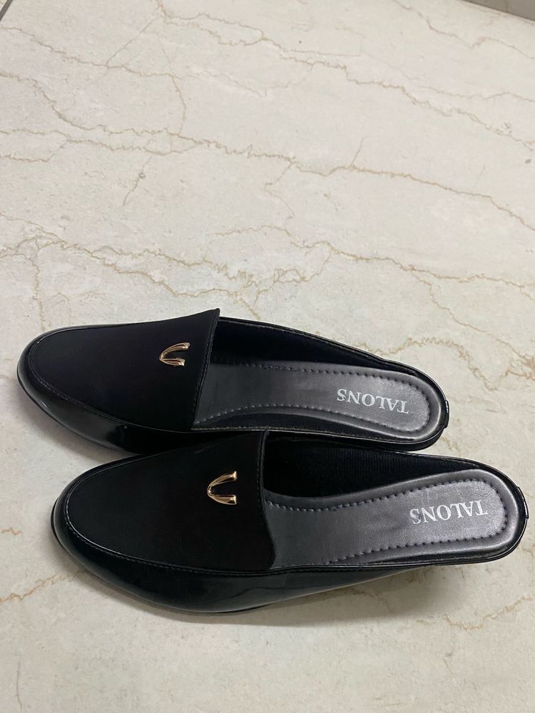 Smart Black Wedges- loafer Style