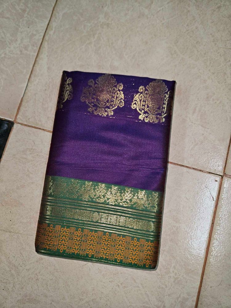 Purple Colour Polyester Saree