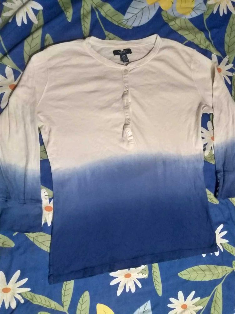 Ombre Henley Long Sleeve Top