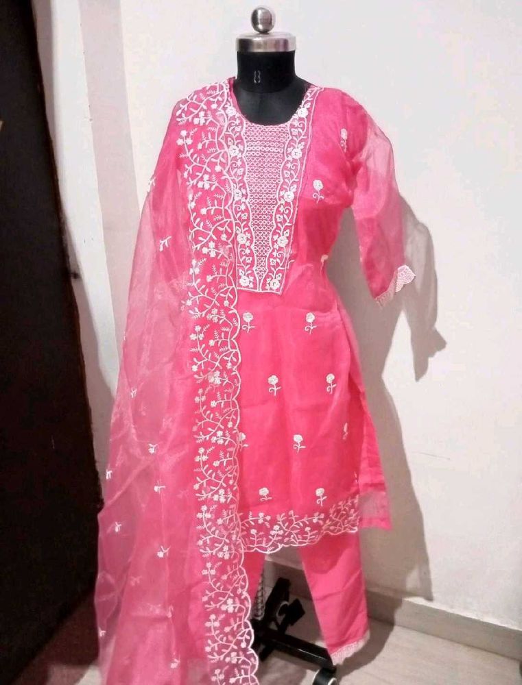 Pink Embroidered Kurta Set