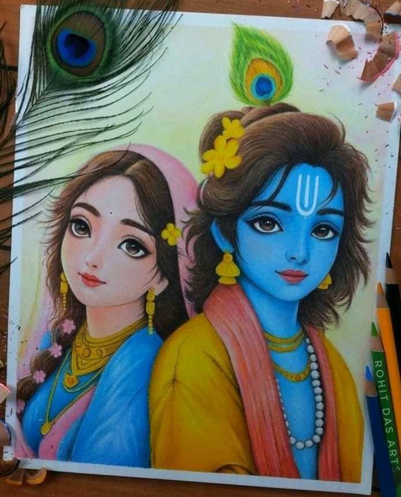 Radha Krishna Drawing