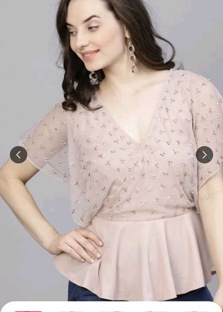 ..STREET 9 Women Pink Solid Peplum Top