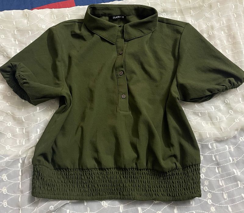 Olive Green Polo T Shirt Women