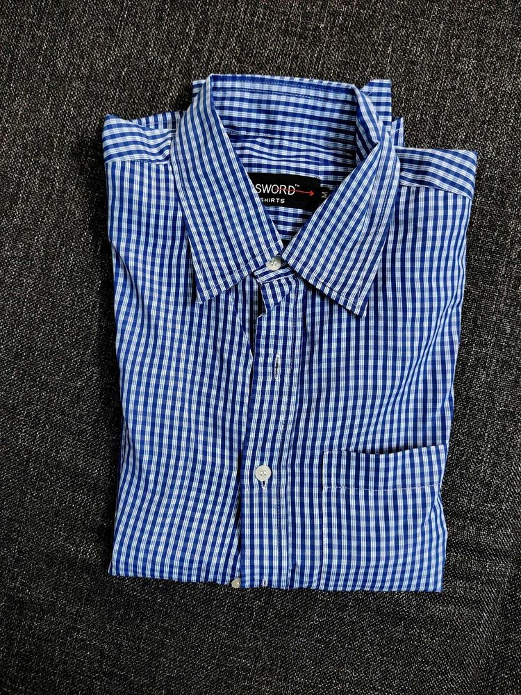 Blue Gingham Dress Shirt - PASSWORD