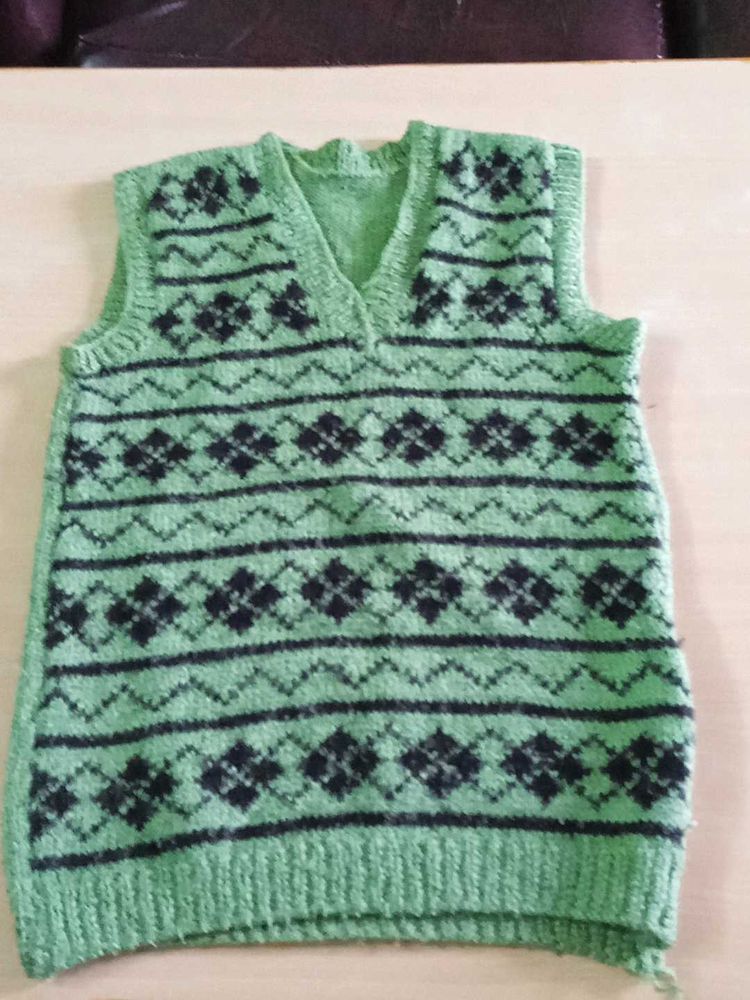 Green Knitted Sweater Vest