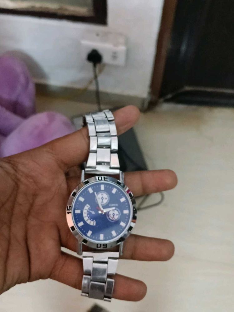 Stylish Silver &amp; Blue Watch