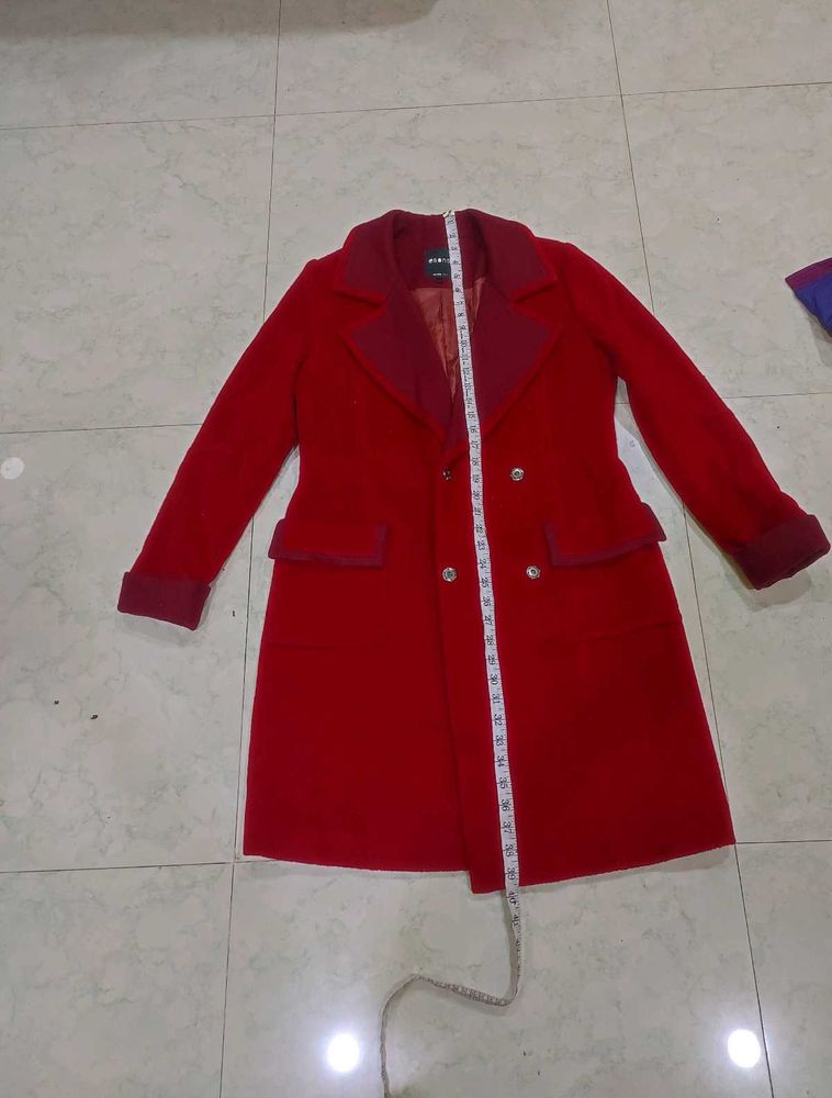 Red Wool Blend Coat