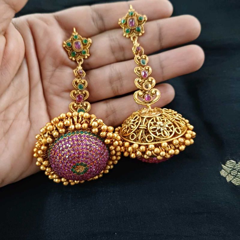 Bridal Jhumka Fine Stone Work