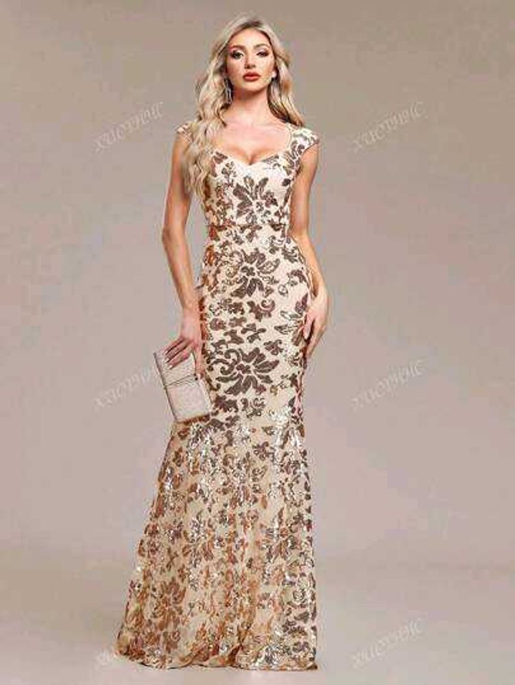 Elegant Sequin Evening Gown Cocktail Party