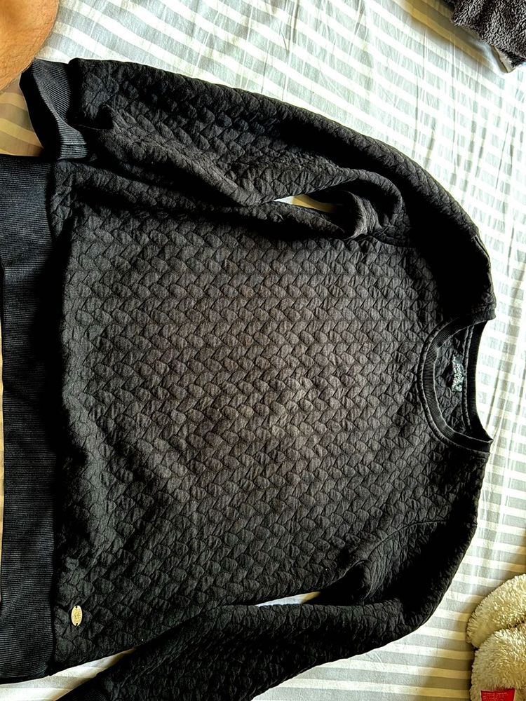 Textured Black Pullover