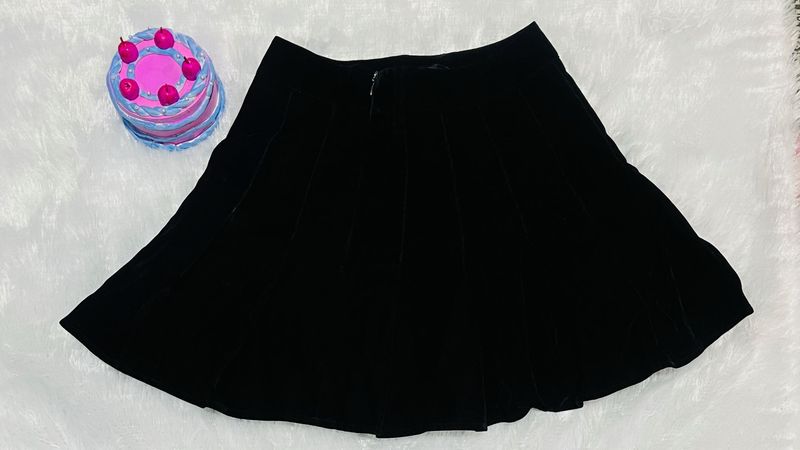 Black Velvet Mini Skirt
