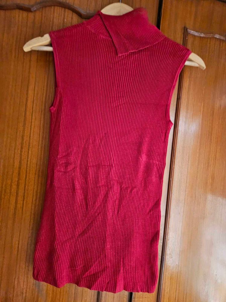 High Neck Ribbed Top