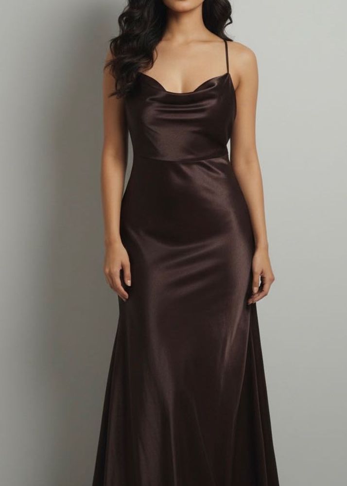 Sleek Brown Cowl Neck Slip Dress