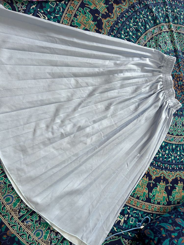 Sky Blue Knee length Skirt