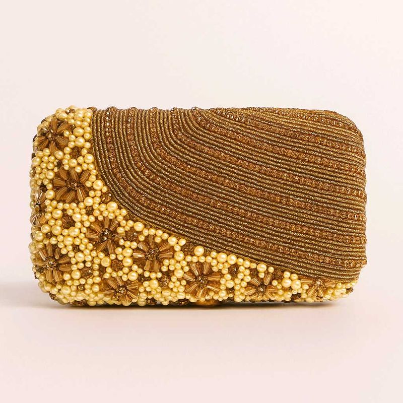&#34;Hand Embroider Golden Clutch&#34; ( Free lipstick) 😘