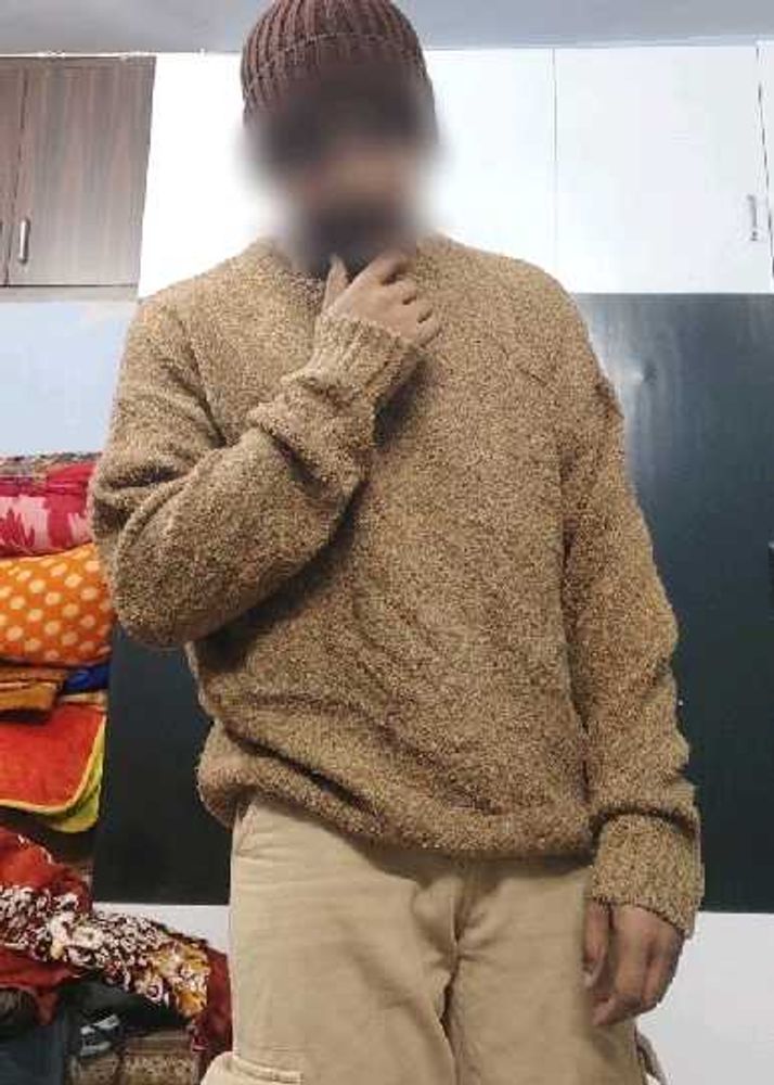 Trendy Oversized Brown Knit Sweater