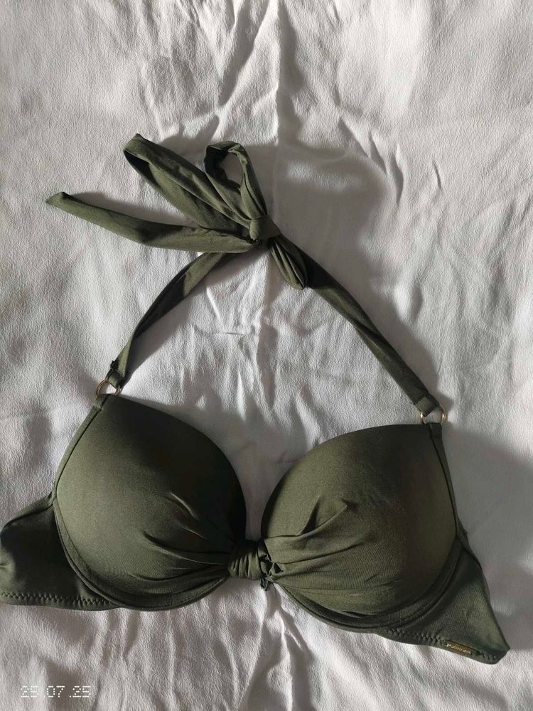 Olive Heavy Padded Bikini Top(Tie Up Style)