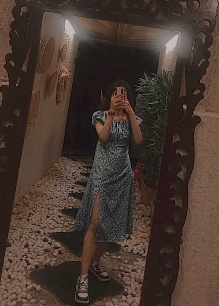 Blue Floral Midi Dress