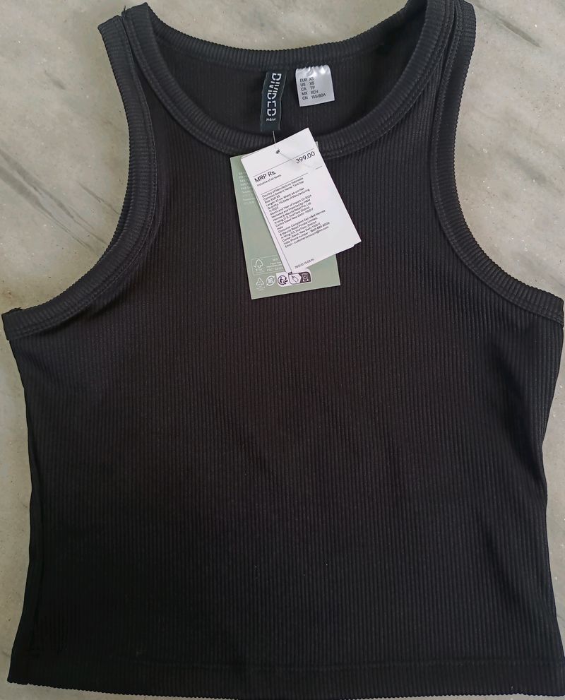 H&amp;M Black Ribbed Top