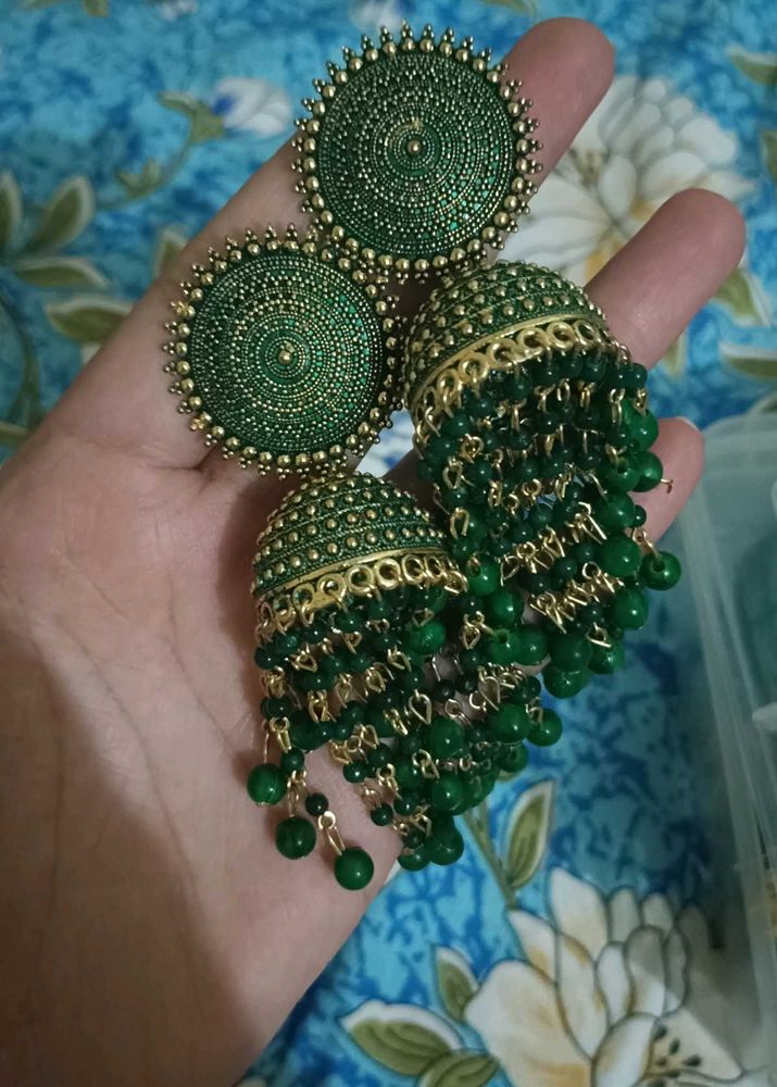 Beautiful Green Jhumke