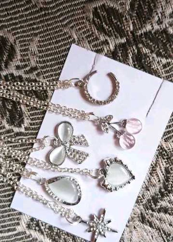 Cute Silver Charm Necklace Set