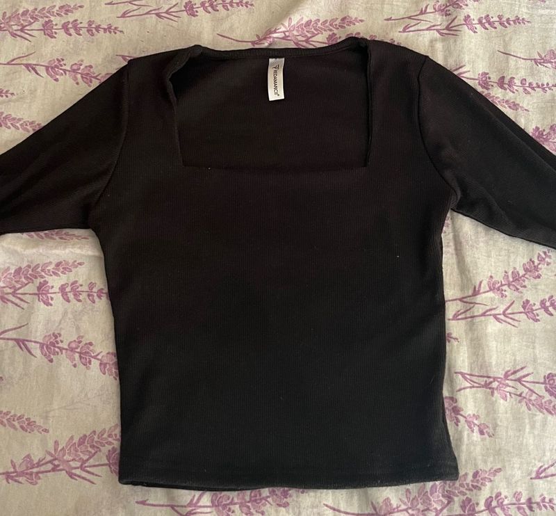 Black Square Neck Long Sleeve