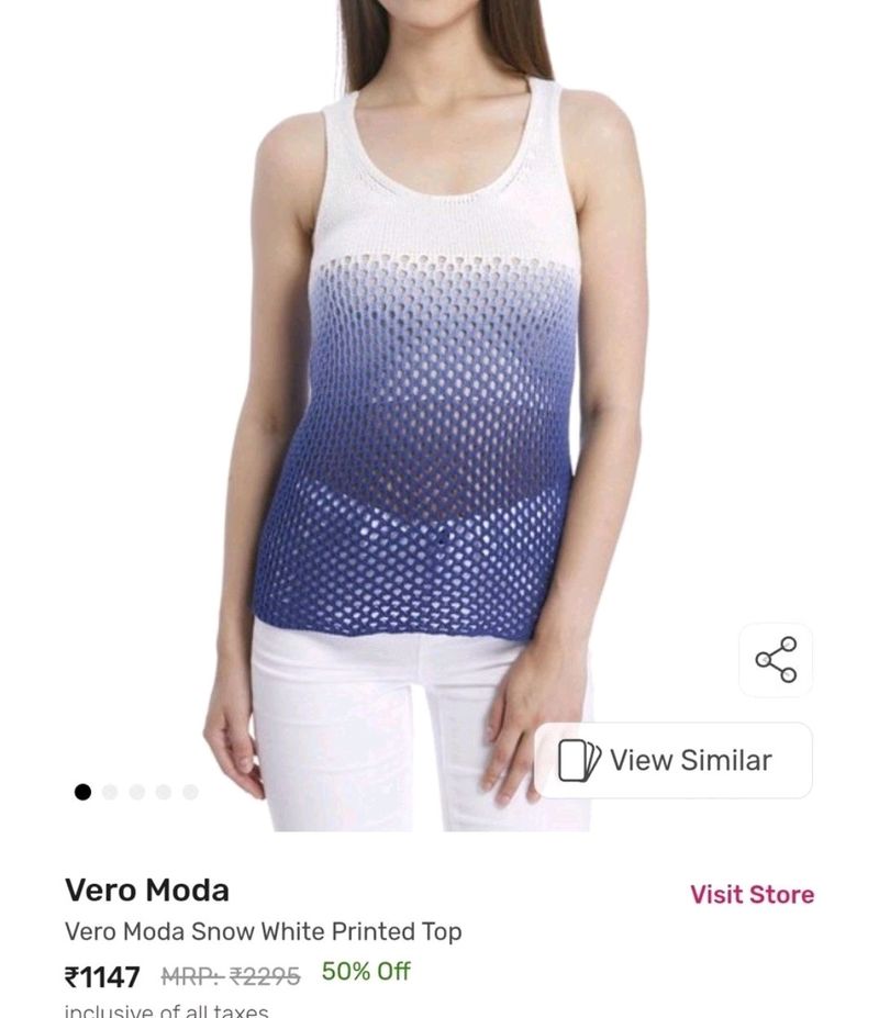 Vero Moda White &amp; Blue Ombre-dyed Y2K Top ❤️