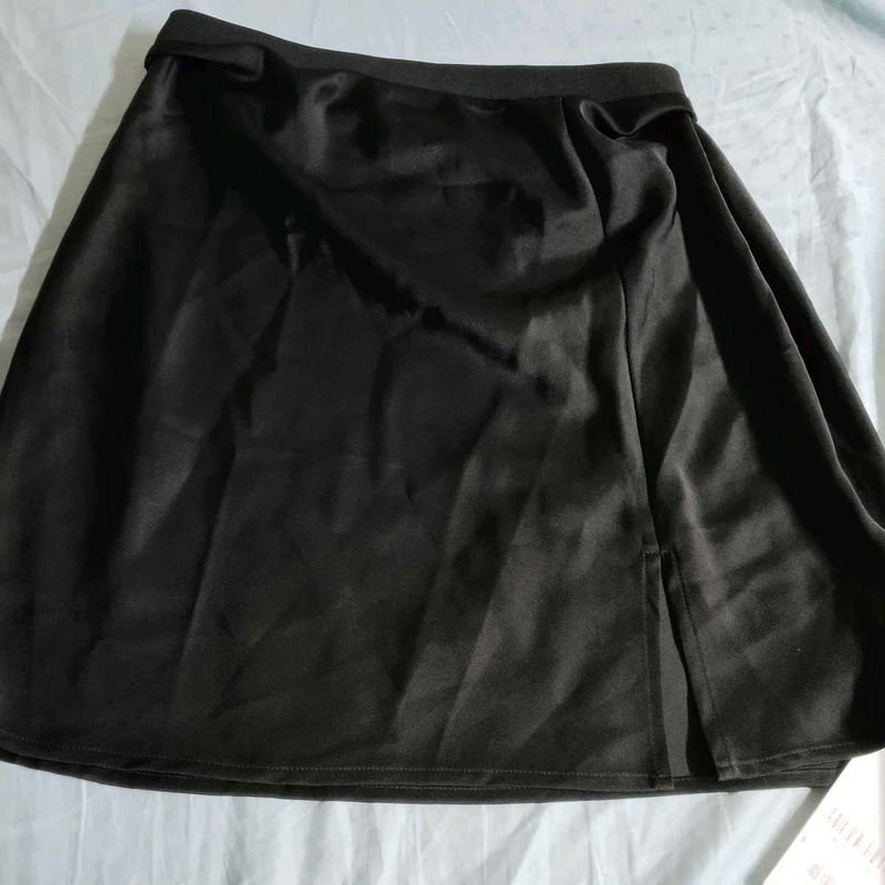 Black Slit A line Skirt