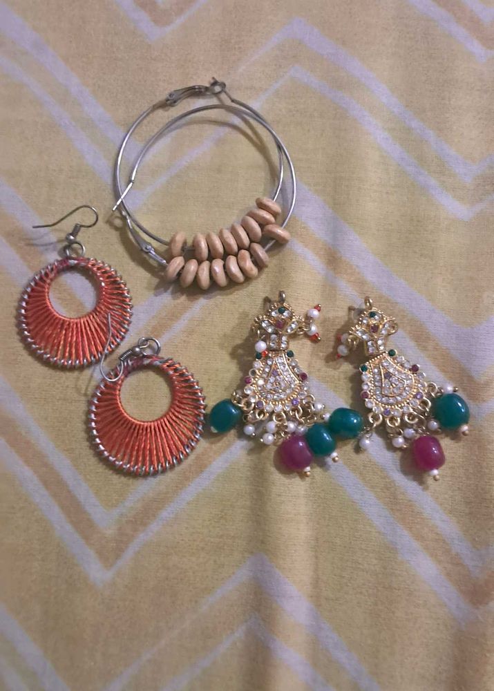 Set Of 3 Pair Earrings